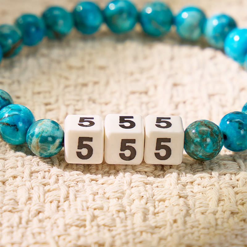 FuAttract Destiny Guidance Calm Clarity Blue Turquoise & Ceramic Angel Numbers Bracelet - image 4