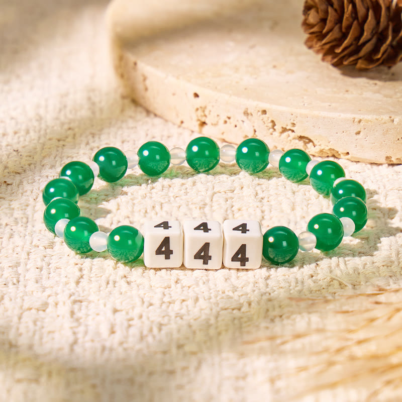 FuAttract Angel Numbers Bracelet – Green & White Agate Ceramic for Destiny Guidance - 444 - image 0