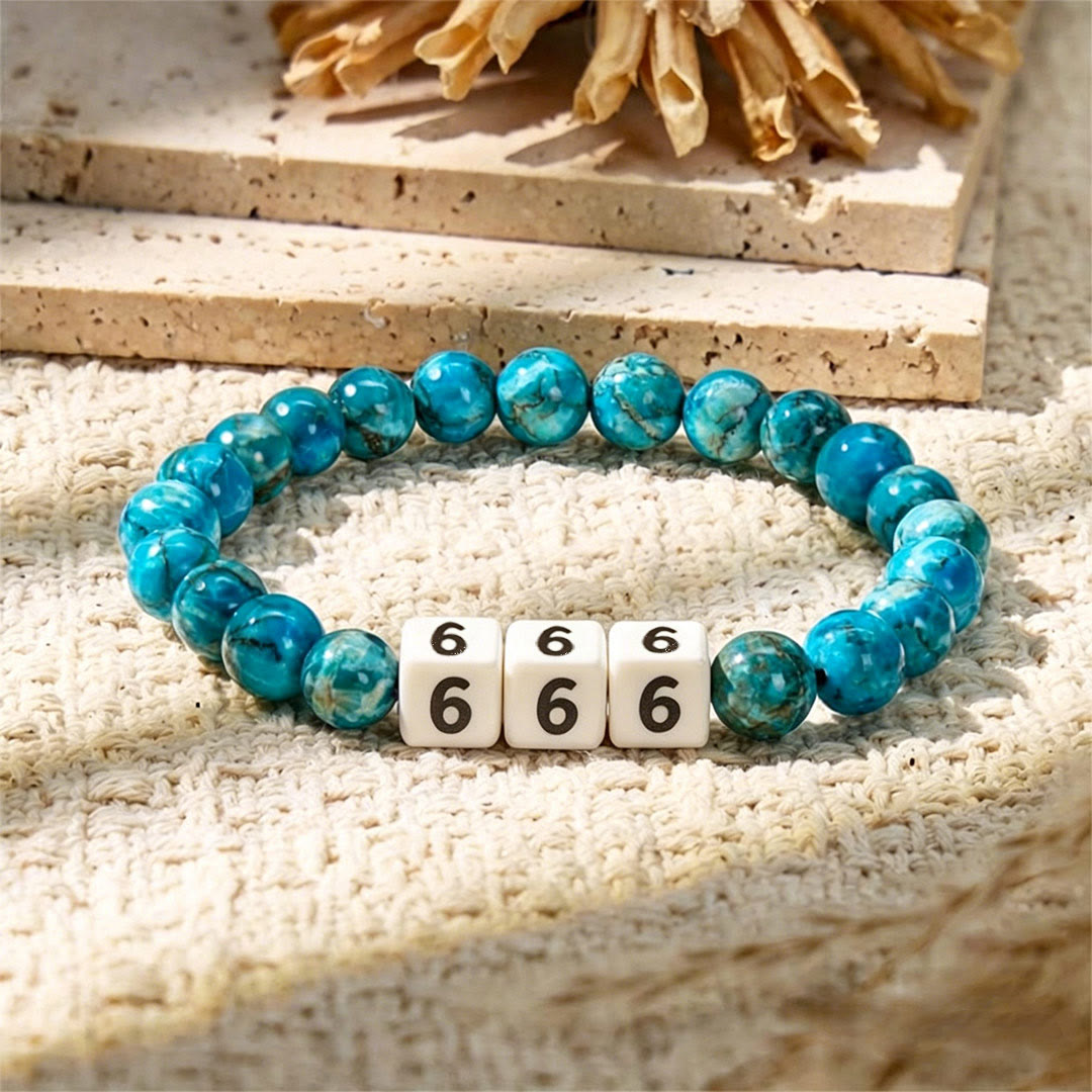 FuAttract Destiny Guidance Calm Clarity Blue Turquoise & Ceramic Angel Numbers Bracelet - 666 - image 14