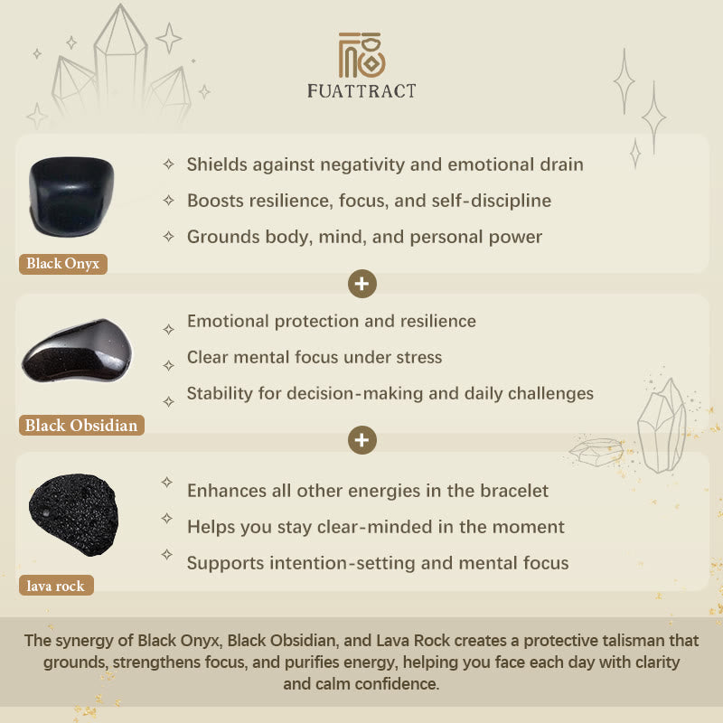 FuAttract Balance Protection & Grounding Black Onyx Obsidian Lava Rock Pixiu Bracelet  - image 7