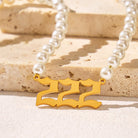 FuAttract Destiny Guidance & Harmony Pearl & Stainless Steel Angel Numbers Necklace - Gold - 222 - image 0