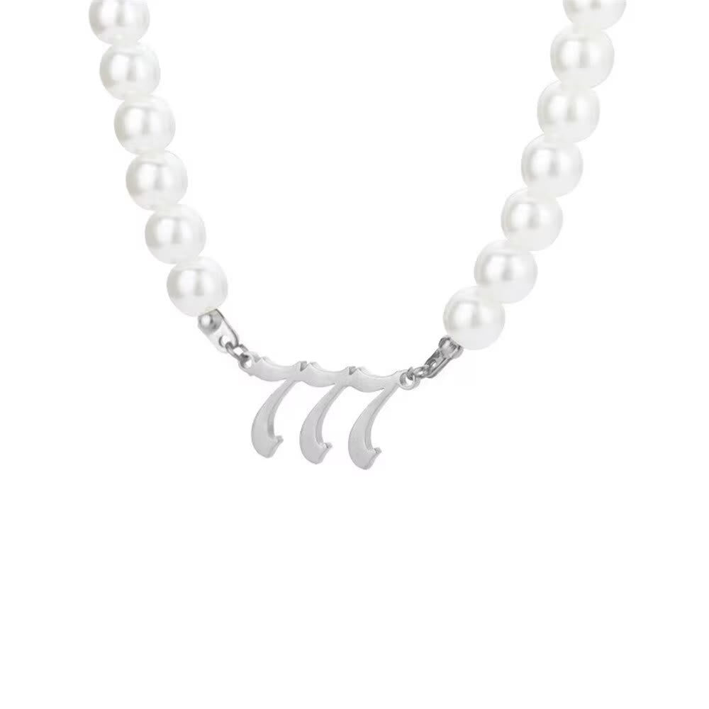 FuAttract Destiny Guidance & Harmony Pearl & Stainless Steel Angel Numbers Necklace - Silver - 777 - image 24