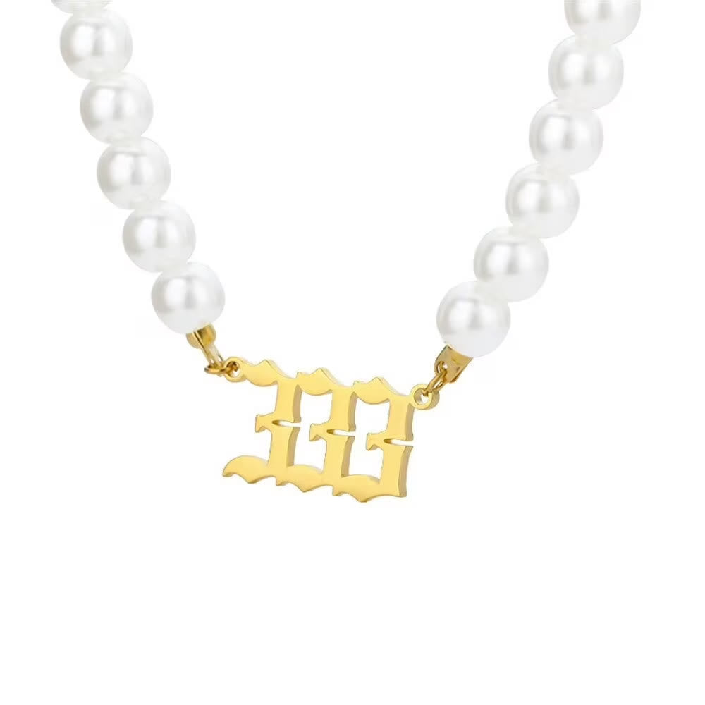 FuAttract Destiny Guidance & Harmony Pearl & Stainless Steel Angel Numbers Necklace - Gold - 333 - image 15