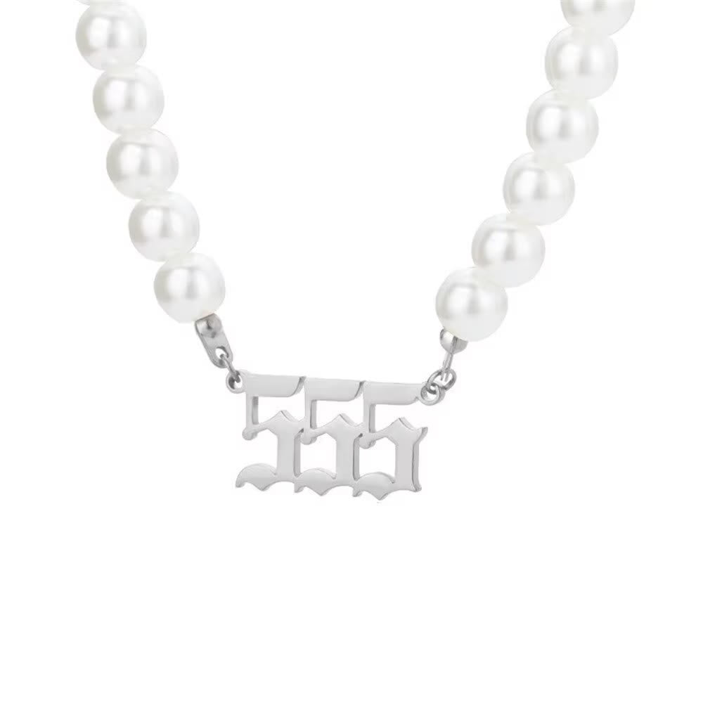 FuAttract Destiny Guidance & Harmony Pearl & Stainless Steel Angel Numbers Necklace - Silver - 555 - image 20
