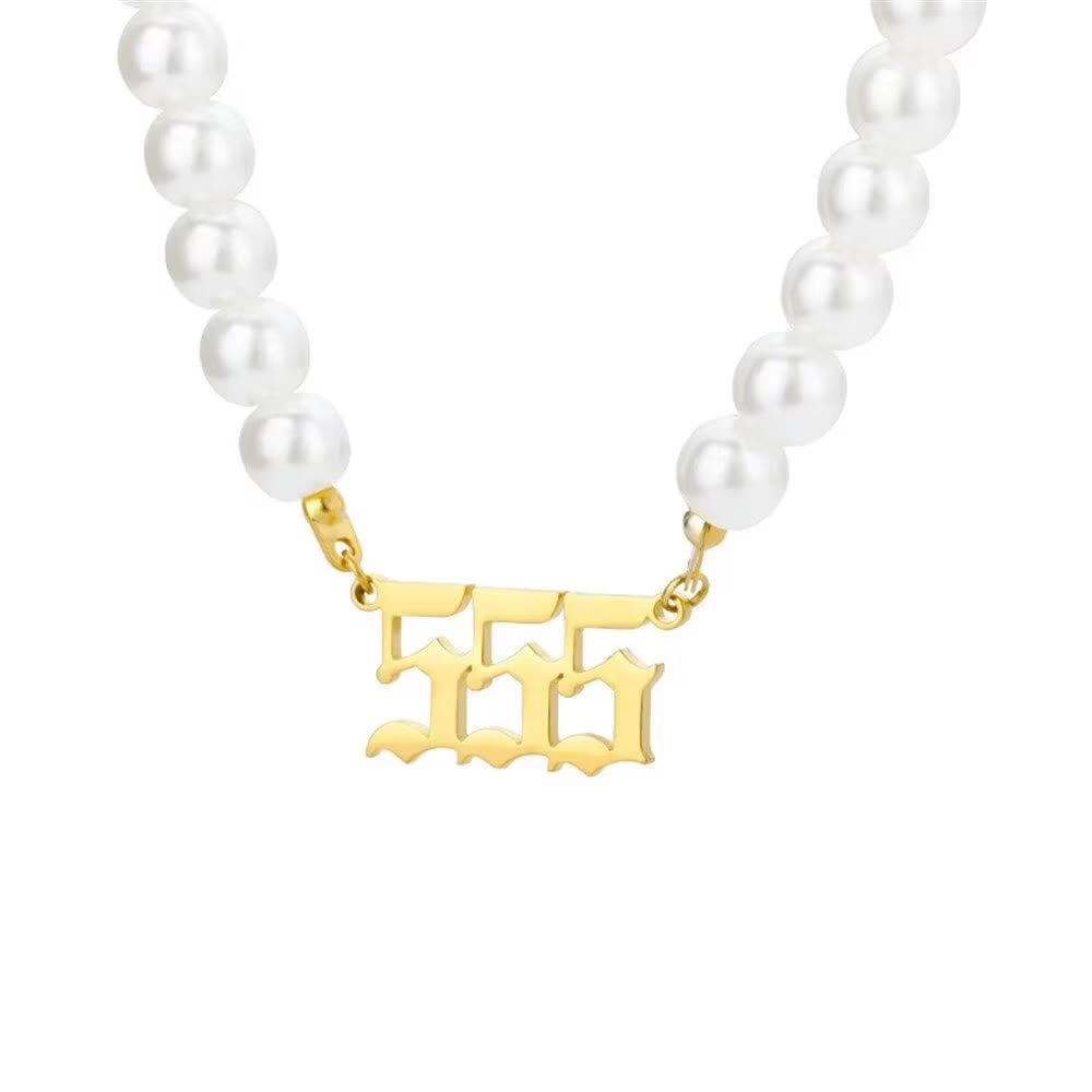 FuAttract Destiny Guidance & Harmony Pearl & Stainless Steel Angel Numbers Necklace - Gold - 555 - image 19