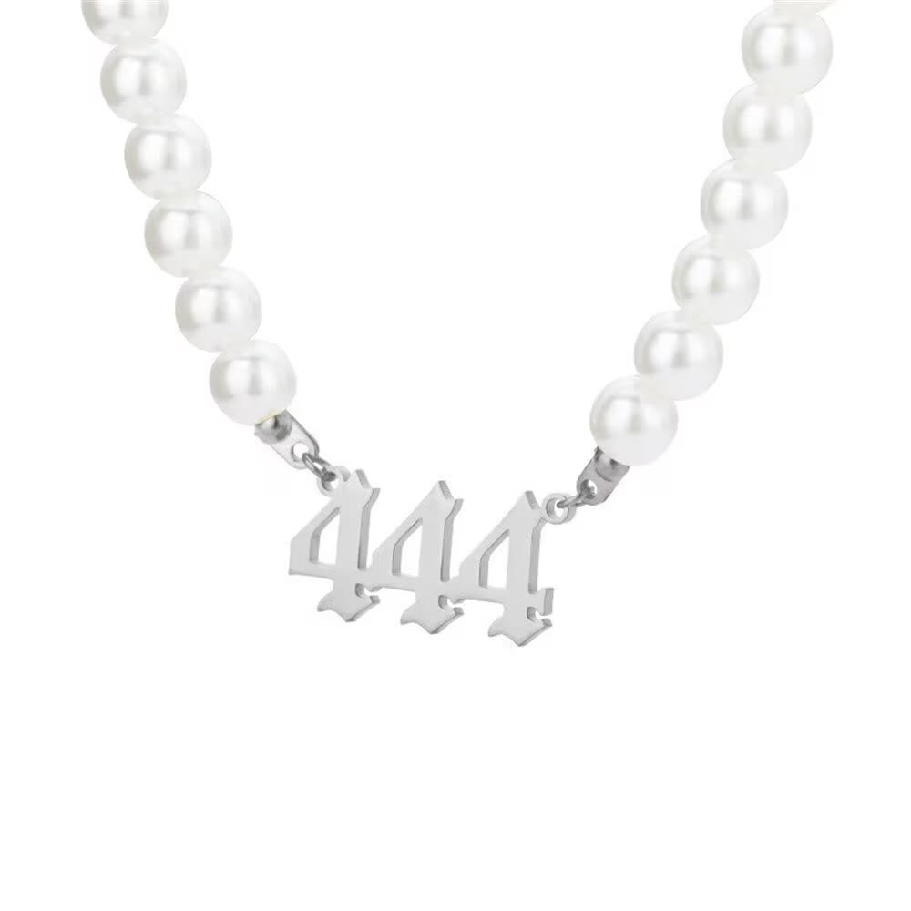 FuAttract Destiny Guidance & Harmony Pearl & Stainless Steel Angel Numbers Necklace - Silver - 444 - image 18
