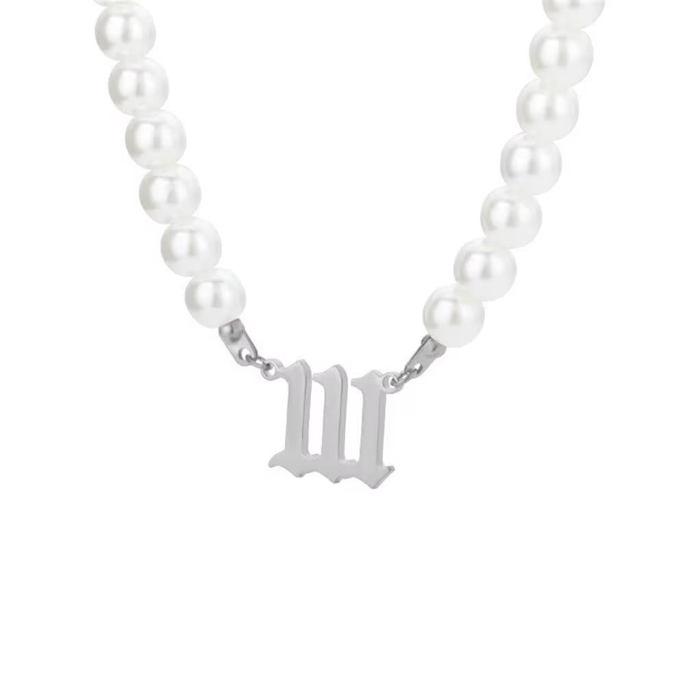 FuAttract Destiny Guidance & Harmony Pearl & Stainless Steel Angel Numbers Necklace - Silver - 111 - image 14