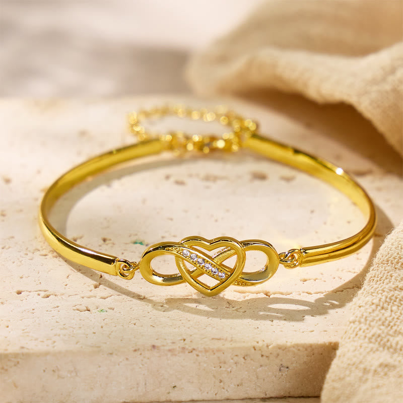 FuAttract Self-Love Emotional Connection Infinity & Heart Zircon Adjustable Bracelet - Gold - image 7