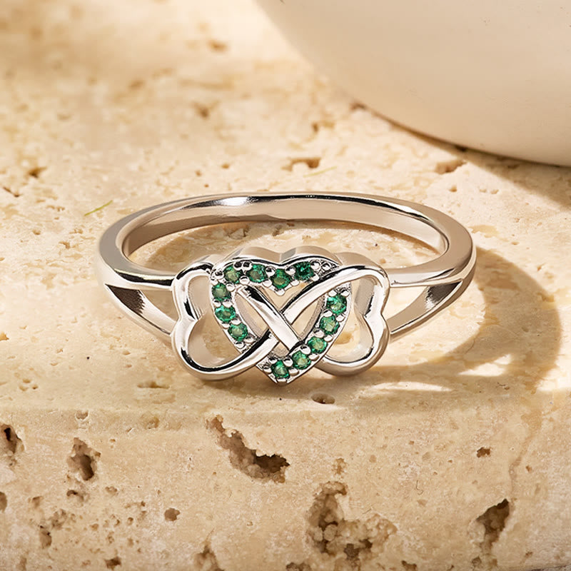 FuAttract Love & Self-Love Emotional Balance Infinity & Heart Zircon Ring  - Green - US 12 - image 0