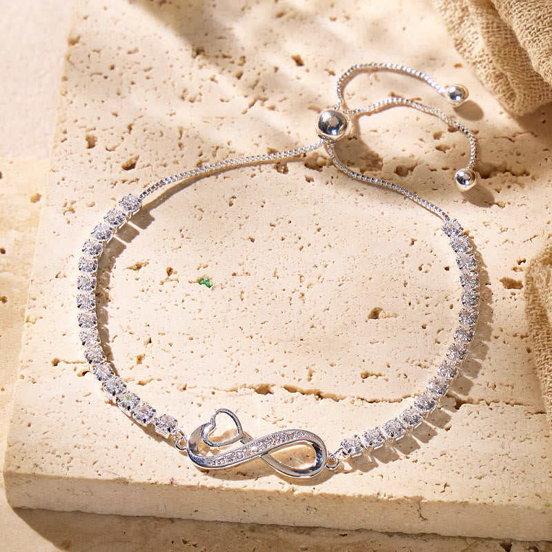FuAttract Love & Self-Love Vitality Balance Elegant Infinity & Heart Zircon Bracelet - Silver - image 0