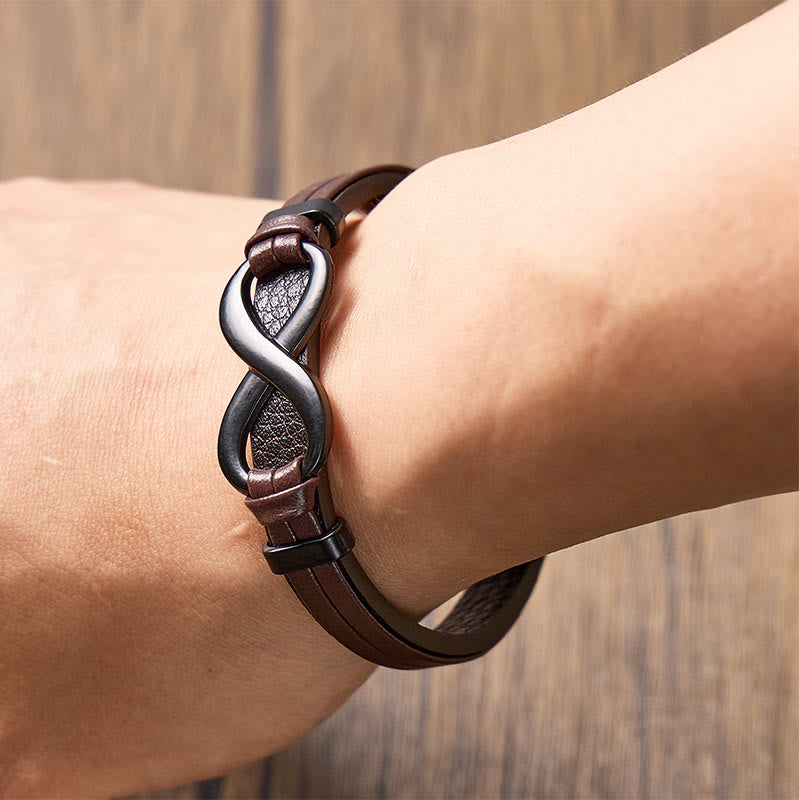 FuAttract Strength Endurance Infinity Leather Stainless Steel Bracelet  - image 3