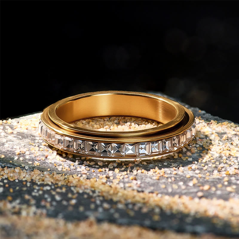 FuAttract Strength Stress Relief Rotating Titanium Steel Spinner Modern Ring  - image 3