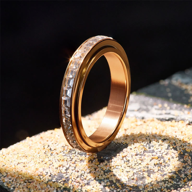 FuAttract Strength Stress Relief Rotating Titanium Steel Spinner Modern Ring  - Rose Gold - US 12 - image 7