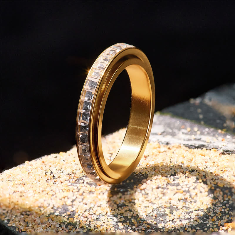 FuAttract Strength Stress Relief Rotating Titanium Steel Spinner Modern Ring  - Gold - US 12 - image 1