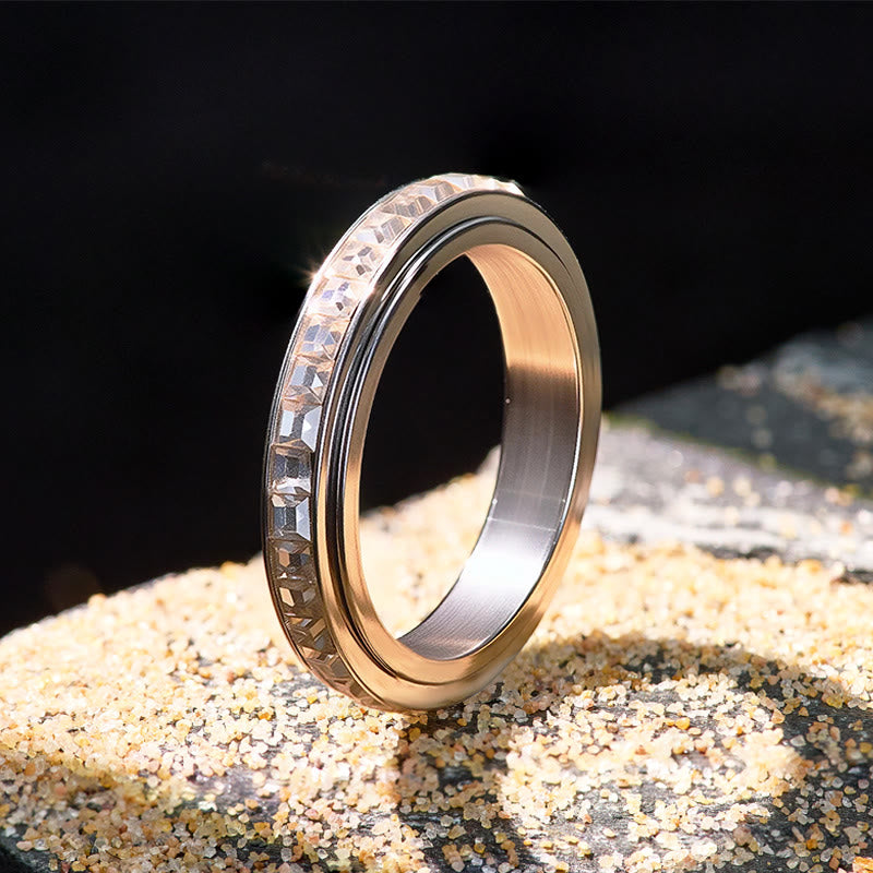 FuAttract Strength Stress Relief Rotating Titanium Steel Spinner Modern Ring  - Silver - US 12 - image 0