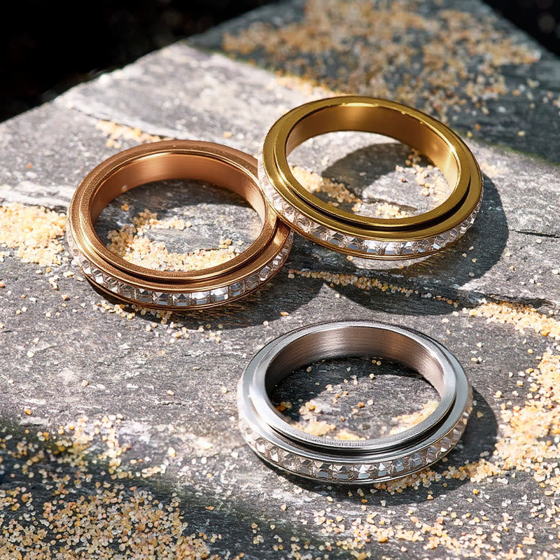 FuAttract Strength Stress Relief Rotating Titanium Steel Spinner Modern Ring  - image 8