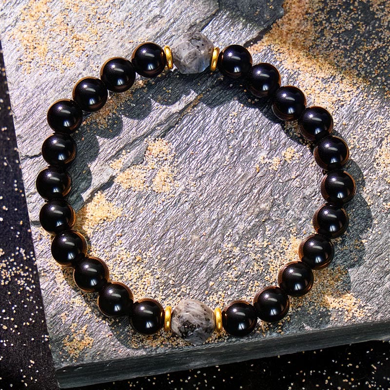 FuAttract Grounding Protection Balance & Calm Strength Black Obsidian Bracelet - image 2