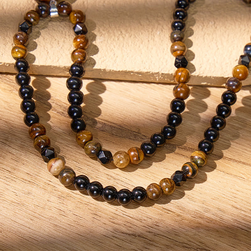 FuAttract Courage Focus Strength & Bold Statement Black Obsidian Tiger's Eye Necklace - image 7