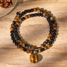FuAttract Courage Focus Strength & Bold Statement Black Obsidian Tiger's Eye Necklace - 51cm-71cm - image 0