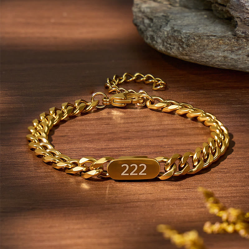 FuAttract Destiny Guidance Angel Numbers Titanium Steel Bracelet for Strength & Stability - Gold - 999 - image 0