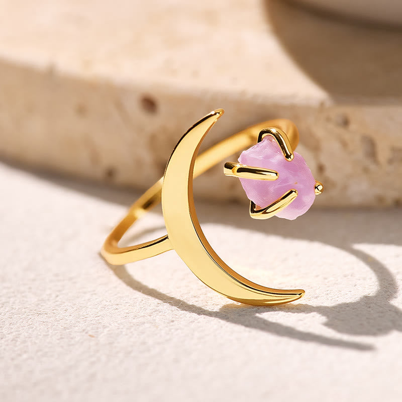 FuAttract Calm Serenity Stress Relief Crescent Moon Amethyst Ring - image 2