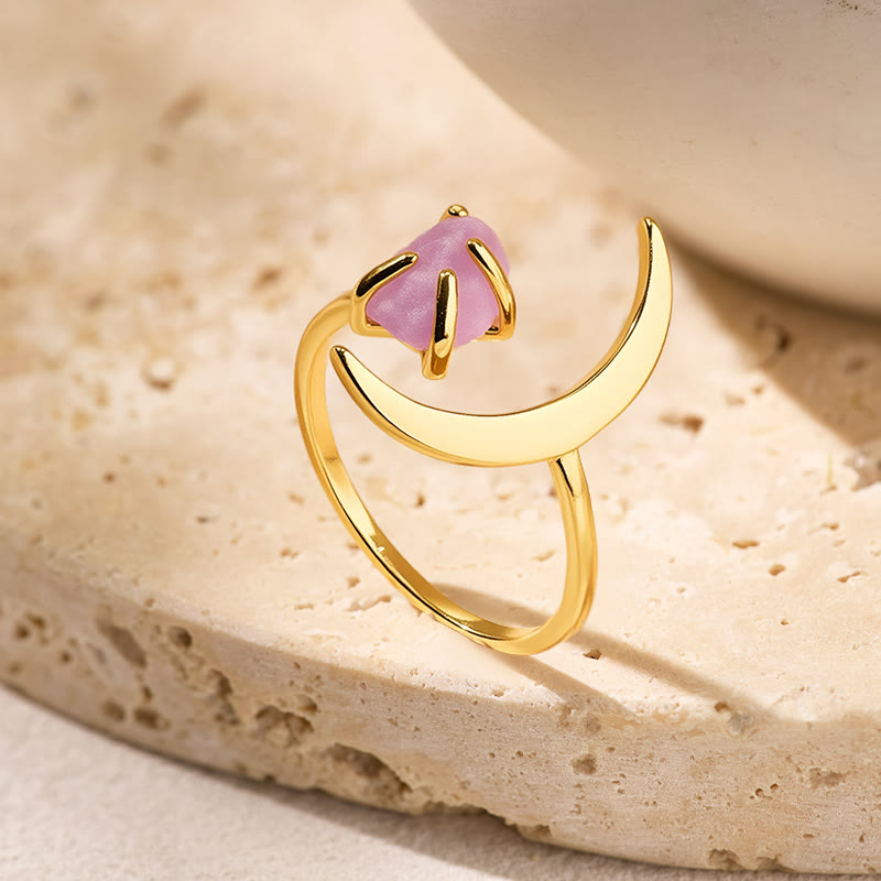 FuAttract Calm Serenity Stress Relief Crescent Moon Amethyst Ring - US 10 - image 0