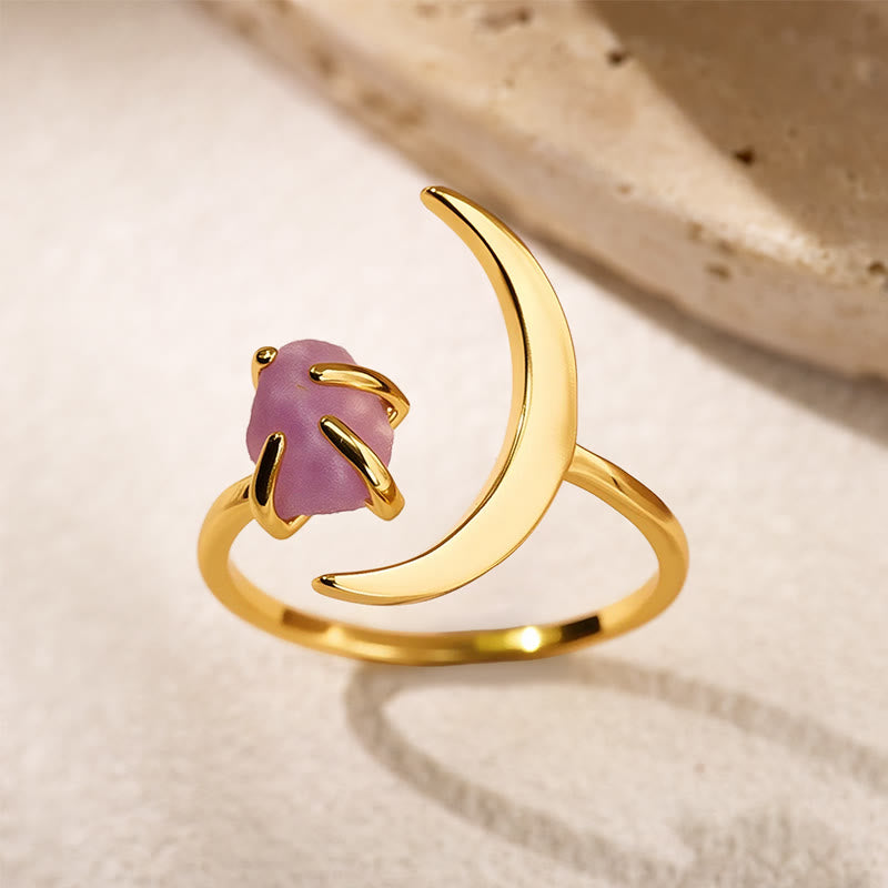 FuAttract Calm Serenity Stress Relief Crescent Moon Amethyst Ring - image 4