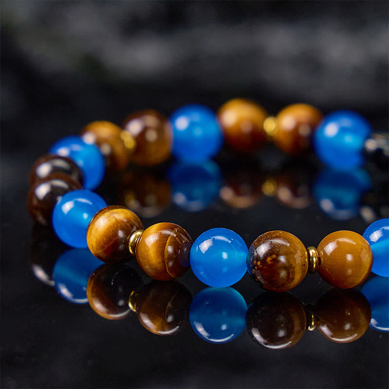 FuAttract Guidance Calm Energy Angel Numbers Tiger's Eye & Blue Agate Shell Bracelet  - image 5