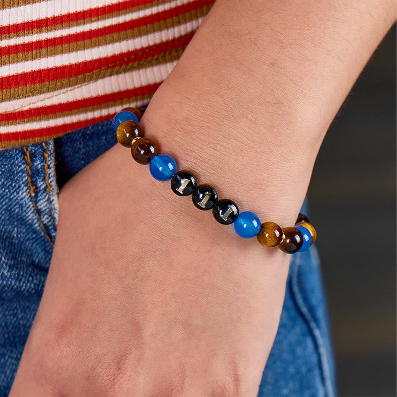 FuAttract Guidance Calm Energy Angel Numbers Tiger's Eye & Blue Agate Shell Bracelet  - image 3