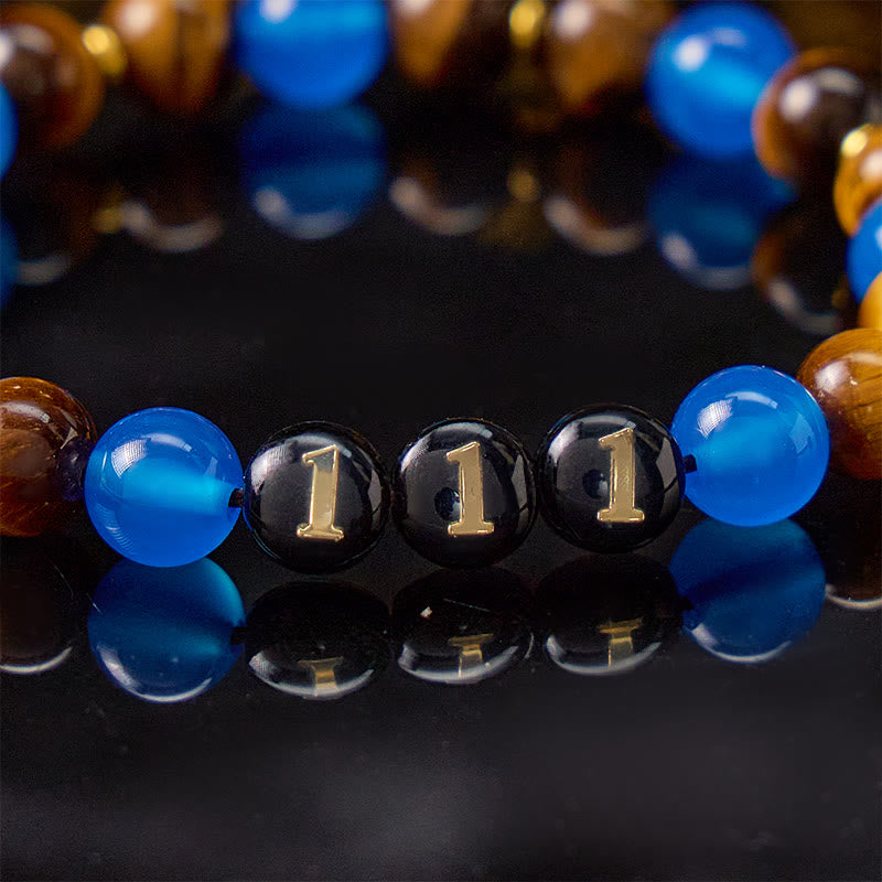 FuAttract Guidance Calm Energy Angel Numbers Tiger's Eye & Blue Agate Shell Bracelet  - image 4