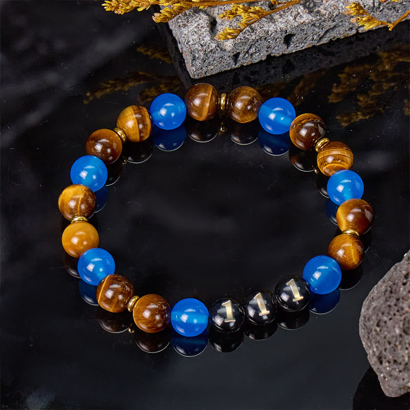 FuAttract Guidance Calm Energy Angel Numbers Tiger's Eye & Blue Agate Shell Bracelet  - image 2