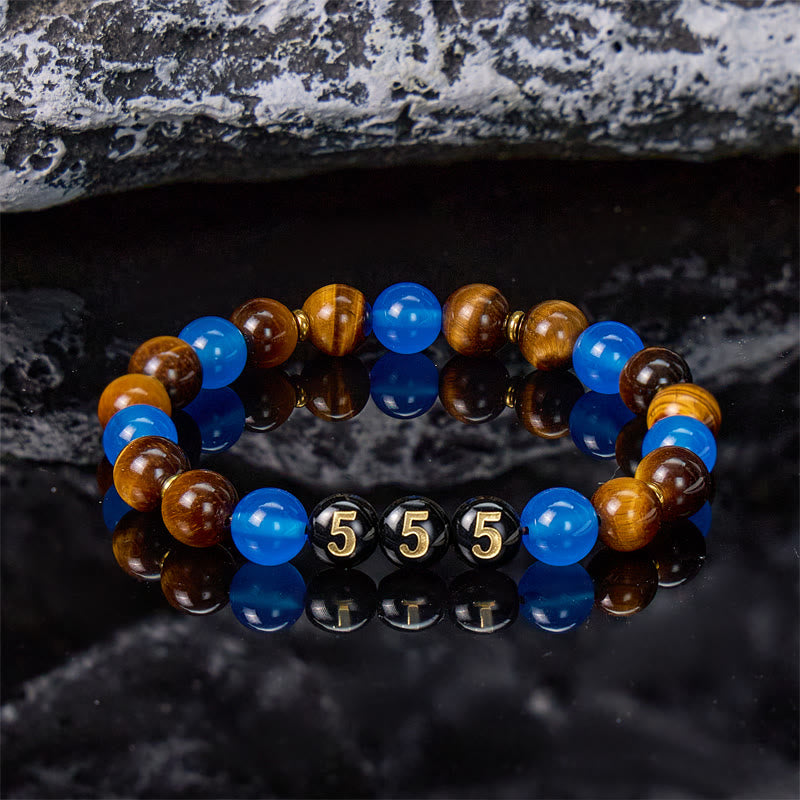 FuAttract Guidance Calm Energy Angel Numbers Tiger's Eye & Blue Agate Shell Bracelet  - 555 - image 9