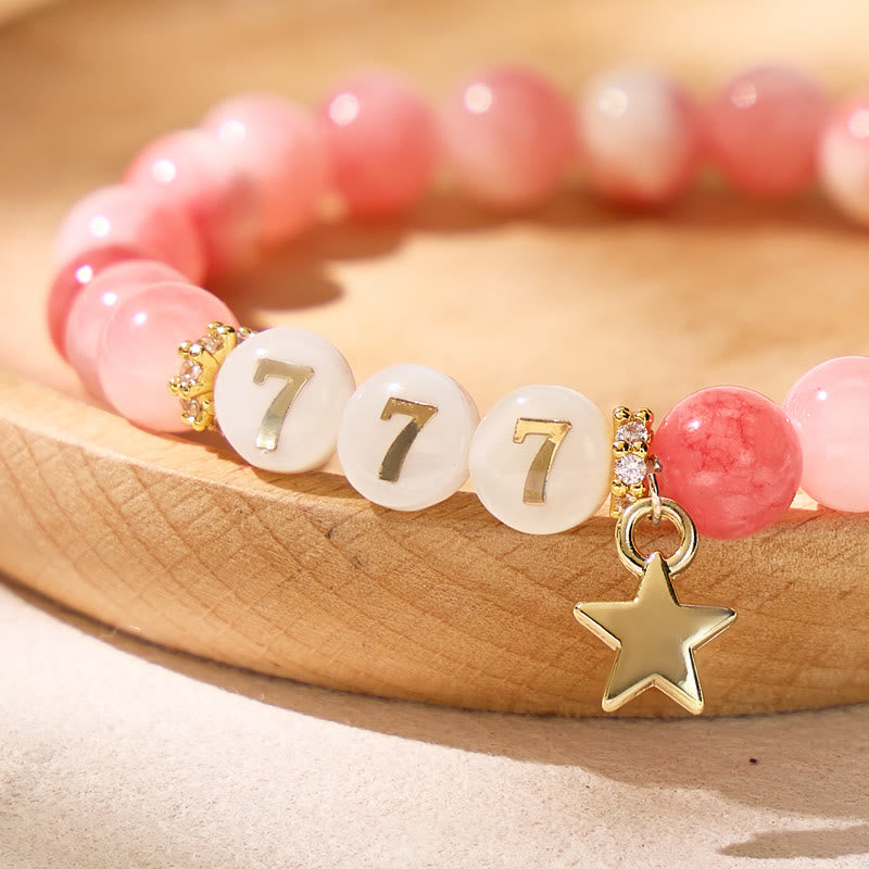 FuAttract Love Harmony Balance Angel Numbers Pink Persian Jade Shell Bracelet - image 5