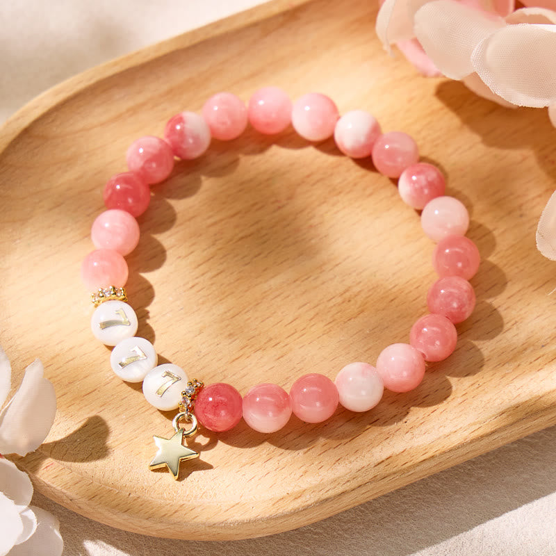FuAttract Love Harmony Balance Angel Numbers Pink Persian Jade Shell Bracelet - image 2