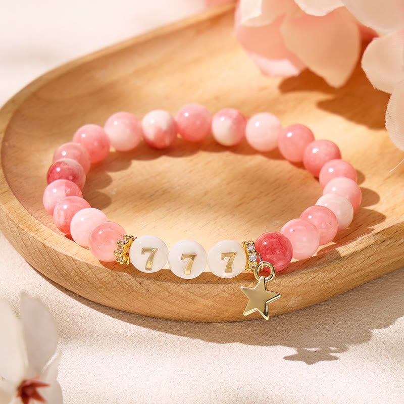 FuAttract Love Harmony Balance Angel Numbers Pink Persian Jade Shell Bracelet - image 1