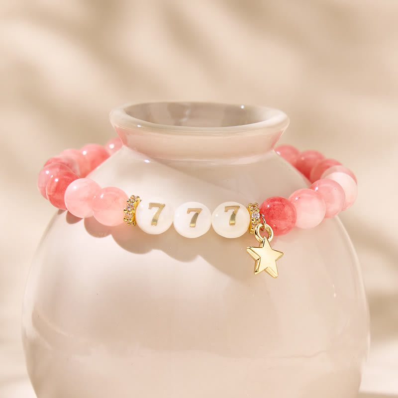 FuAttract Love Harmony Balance Angel Numbers Pink Persian Jade Shell Bracelet - 777 - image 0