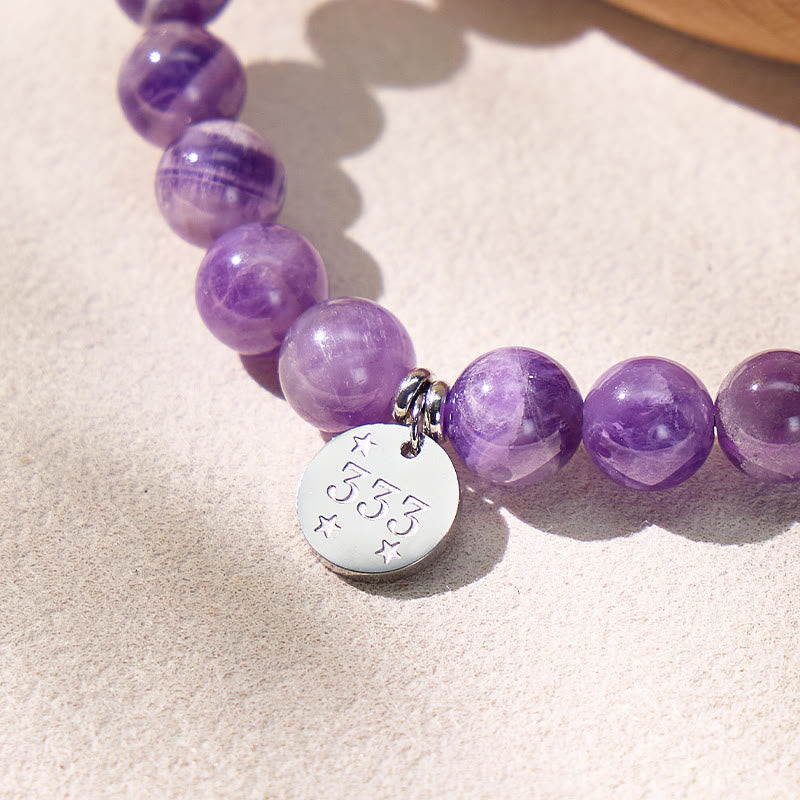 FuAttract Intuition Clarity Stainless Steel Angel Numbers Silver Spacer Bead Amethyst Bracelet - image 4