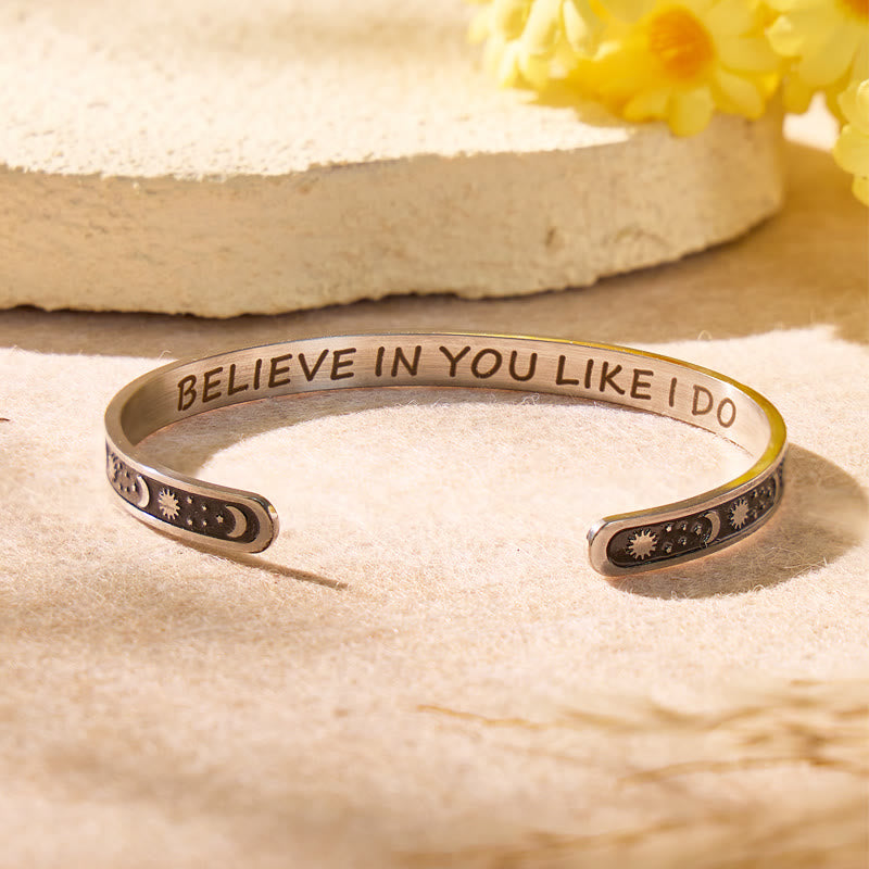 FuAttract Balance & Calm Energy Bracelet – Sun Crescent Moon Engraved Stainless Steel Cuff - image 3