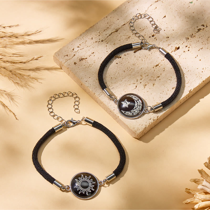 FuAttract Balance Gentle Glow Sun & Crescent Moon Luminous Stone Bracelet Set - image 2