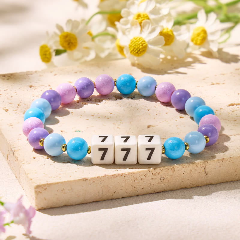 FuAttract Clarity Balance Angel Numbers Acrylic Ceramic Charm Bracelet - 777 - image 14