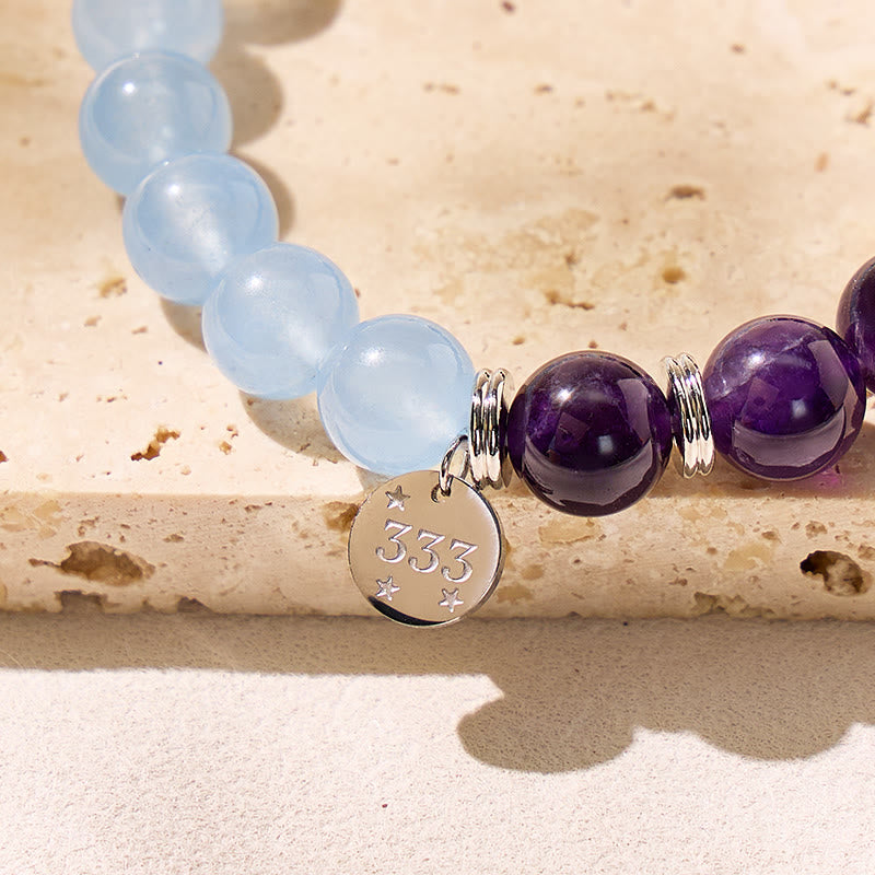 FuAttract Angel Numbers Aquamarine Amethyst Bracelet – Calm Energy & Balance  - image 5