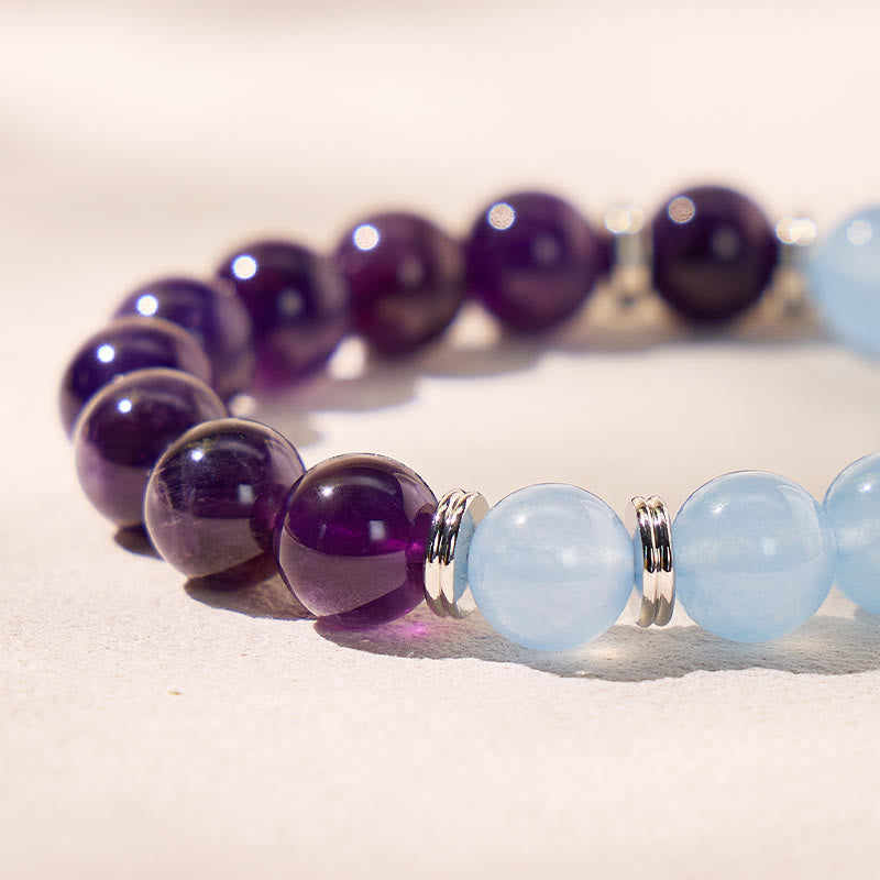 FuAttract Angel Numbers Aquamarine Amethyst Bracelet – Calm Energy & Balance  - image 4