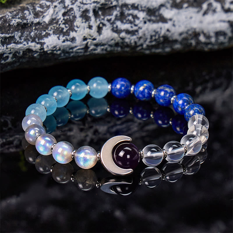FuAttract Crescent Moon Multi-Stone Energy Bracelet – Calm & Intuition - 8mm - image 0