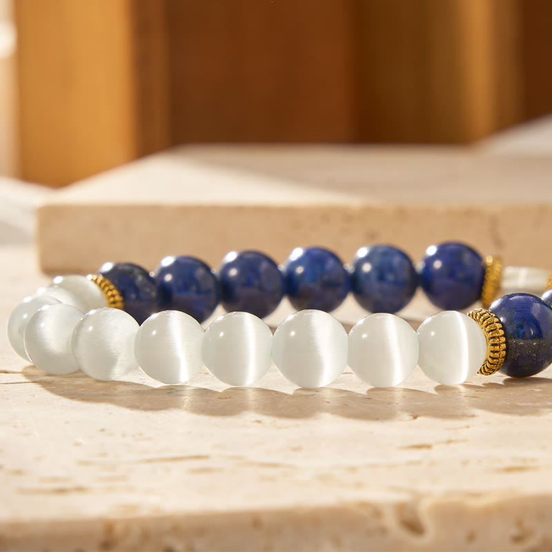FuAttract Crescent Moon Lapis Lazuli Cat's Eye Bracelet – Protection & Calm Balance - image 5