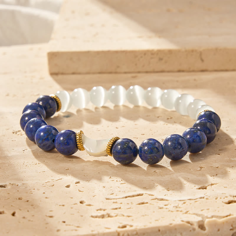 FuAttract Crescent Moon Lapis Lazuli Cat's Eye Bracelet – Protection & Calm Balance - image 4