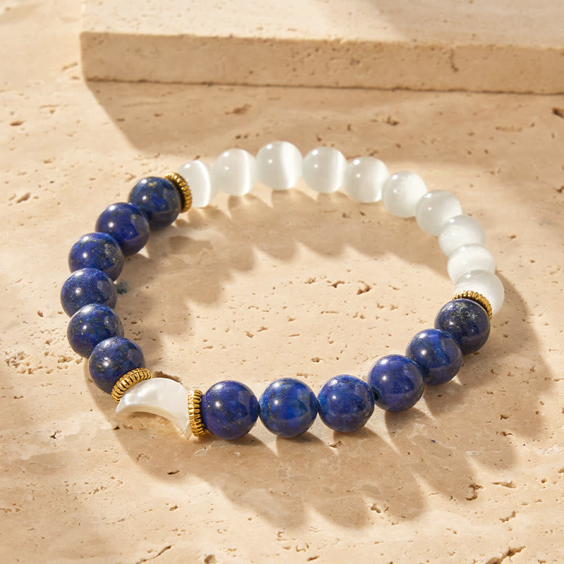 FuAttract Crescent Moon Lapis Lazuli Cat's Eye Bracelet – Protection & Calm Balance - image 2