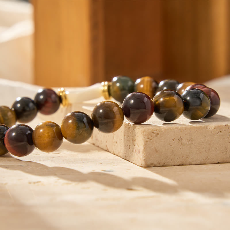 FuAttract Strength & Calm Energy Crescent Moon Tri-Color Tiger's Eye Shell Bracelet - image 3