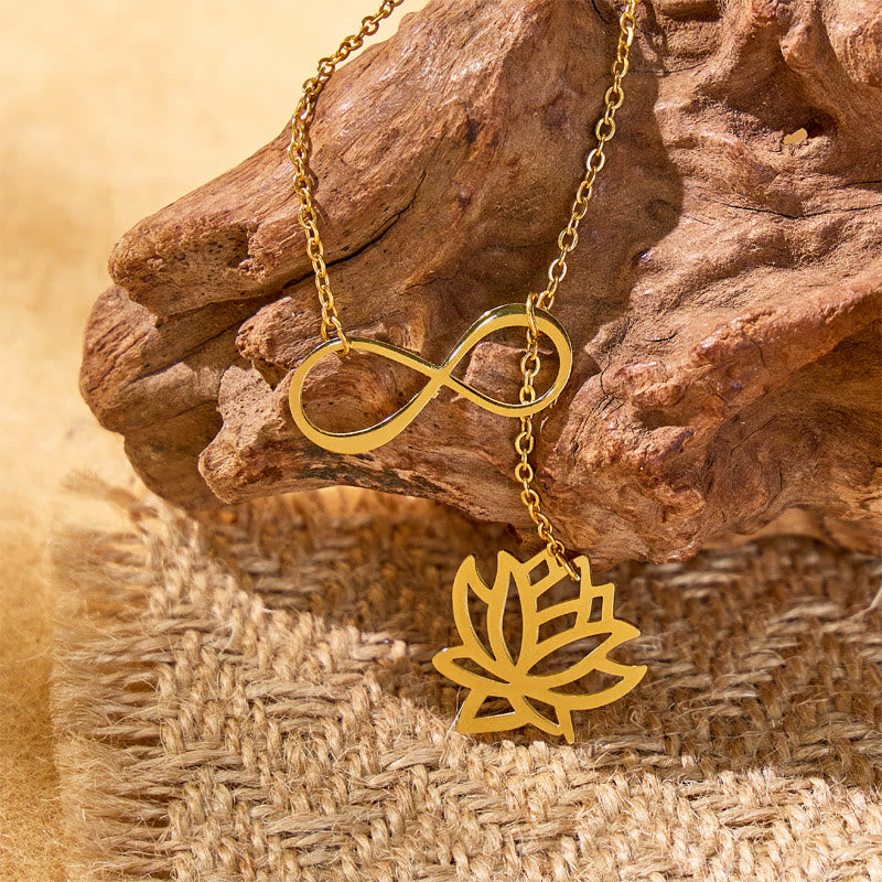 FuAttract Serenity & Love Calm Energy Lotus & Infinity Titanium Steel Necklace - image 1