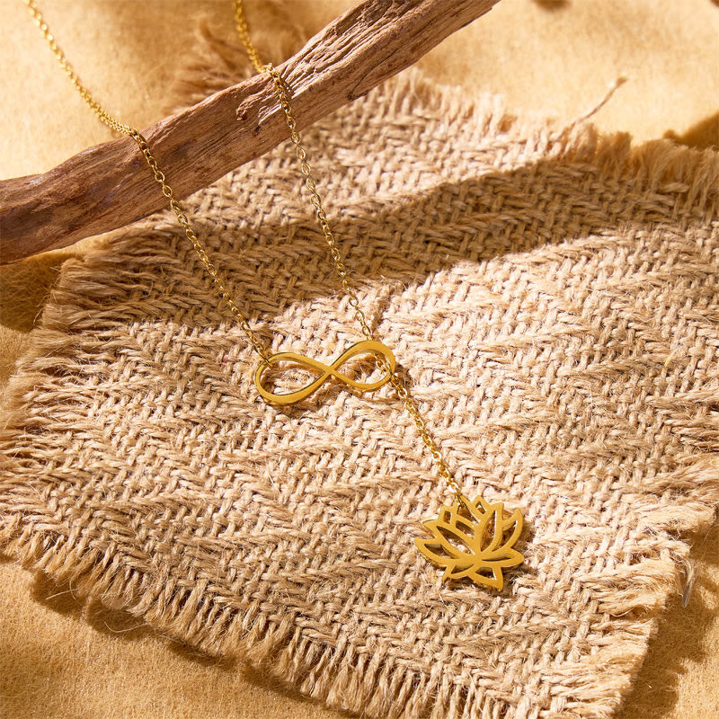 FuAttract Serenity & Love Calm Energy Lotus & Infinity Titanium Steel Necklace - image 2