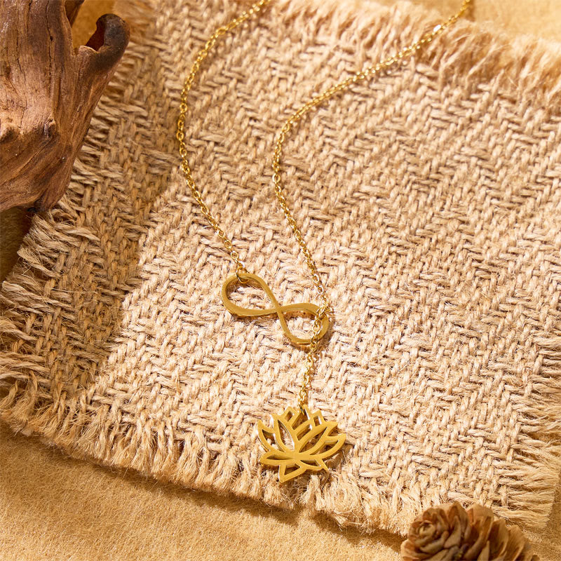 FuAttract Serenity & Love Calm Energy Lotus & Infinity Titanium Steel Necklace - image 3